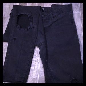 Black ripped high waisted jeans